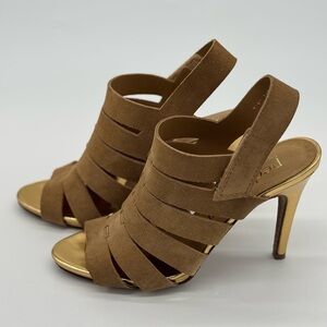 Pedro Garcia Tan/Gold Women’s Heeled Sandals 39 1/2